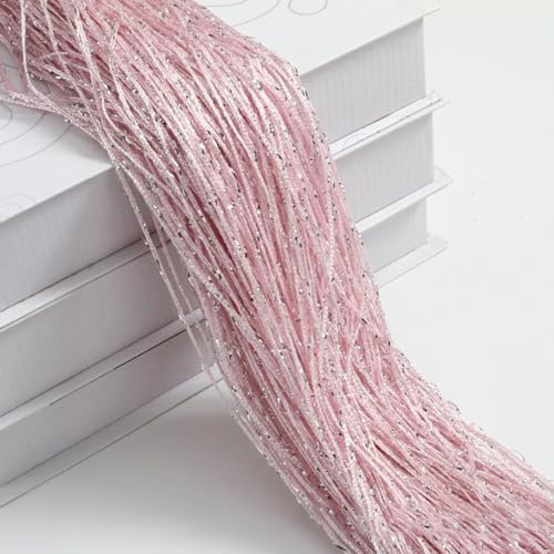 Wambere 1 Stück Fadenvorhang Gardine Curtain Vorhänge Glitzer Silberdraht Linienvorhang Seilvorhang Fadengardine Türvorhang Wandvorhang,für Raumteilerdekoration Hochzeitsdekoration,Rosa,3m×3m