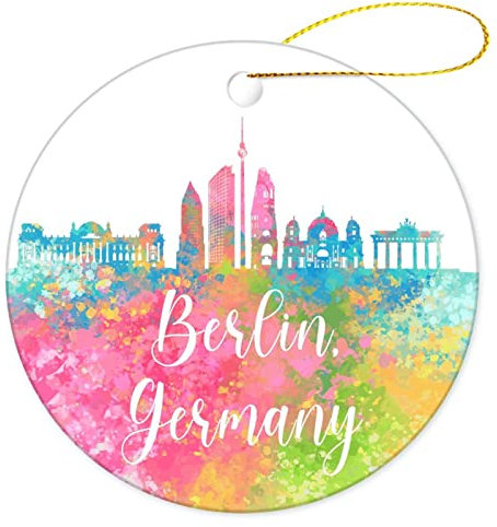 Weihnachtsbaumschmuck 7.3cm, Deutschland-Berlin, Stadtbild Runde Keramik Ornament Premium Weihnachtsanhänger Mode Christbaumschmuck Anhänger Für Weihnachtsbaum Geschenke Hausdeko