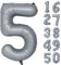 Grau Geburtstag Ballon Zahl 5 Große Graue Ballon Zahlen Luftballons 5 jahre Grau Ballons für Party Deko Hochzeit Valentinstag Einschulung Kindergeburtstag Babyparty Abschluss Dekoration