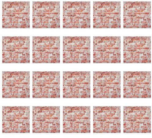 GOMAKERER 20 Pcs Dollhouse Wallpapers 10x10cm/3.93x3.93inch, Indian Red Self Adhesive Dollhouse Wallpaper Flooring PVC Waterproof Mini Sticker Dollhouse Accessories for DIY Crafting House Models