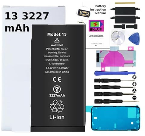 Battery Kit for iPhones Includes Waterproof Sticker, Battery Stickers, MAGNETIC Tools Battery Replacement for iPhone (iPhone 13)