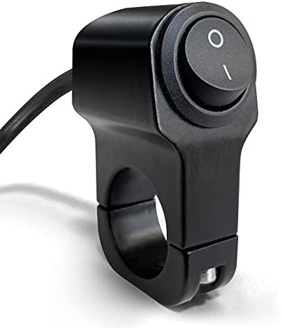 LynKomm Motorrad Lenkerschalter Quad Lichtschalter Aluminium Legierung Druckknopf 12V Schalter für Motorradlicht, Fahrradlicht, Scheinwerfer - für 22mm Durchmesser(Schwarz,1 Stück)
