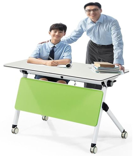 Konferenztisch Rollbarer Klappbarer Klassenzimmertisch 4' 5' 6', Tragbarer Klappbarer Tisch für Konferenzräume, Rechteckiger Schulungs- und Veranstaltungstisch, Wasserdichter Schreibtisch(L 120cm(47)