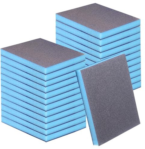 Bamyli 24 Pcs Sanding Sponges 120 Grit,Sanding Sponge Pads Wet and Dry Sanding Blocks,Fine Grit Sanding Sponge Blocks for Wood Metal Wall Polishing Home Cleaning