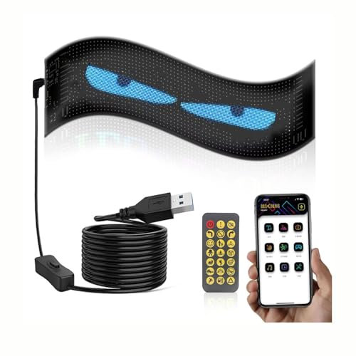 Écran souple de protection des yeux coloré pour fenêtre de voiture, Gobo dynamique pour les yeux de voiture, panneau LED flexible HD pour voiture, message défilant, panneau lumineux LED ( 10×35CM)