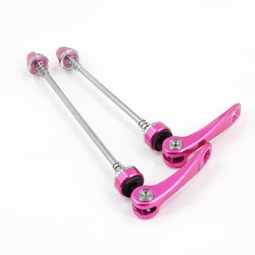 rningo 1 Paar Ultraleichte Schnellspanner Fahrrad Spikes vorne und hinten 115/151mm passend für MTB/Rennrad (Rosa)