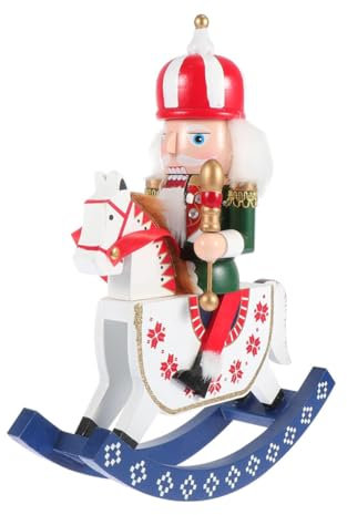 PRETYZOOM Traditional Wooden Nutcracker Soldier Christmas Decor Interactive Rocking Horse for Nutcracker Soldiers Collectors