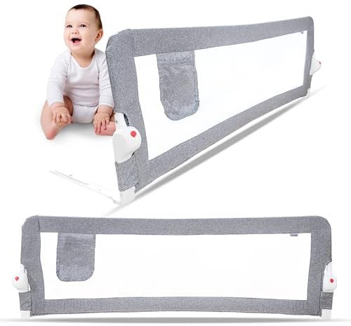 NooMii Rausfallschutz – faltbares Bettgitter 150×35×48,5 cm, Bettumrandung für Babybett, Kinderbett & Boxspringbett; Bettschutzgitter, Sicherheitsnetz; Sicherheit & Komfort für Babys & Kleinkinder
