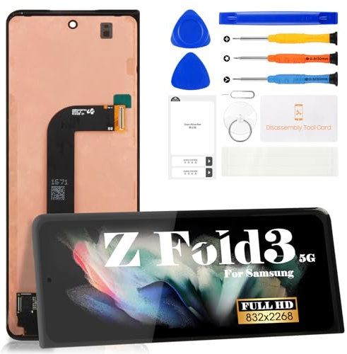 Original pour Samsung Z fold 3 5G Écran Remplacement pour Samsung Galaxy Fold 3 5G Extérieur Avant LCD Digitizer Réparation SM-F926B Écran Tactile Kits d'assemblage (Noir, Avec Empreintes Digitales)