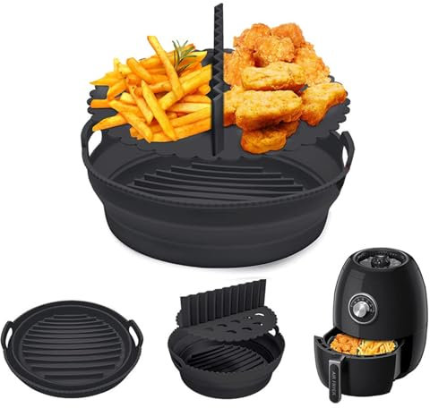 Alleshelfer Silicone Mould Hot Air Fryer Accessory for Ninjo Airfryer Max AF160EU 5.2L, Round Mould with Dividers