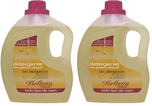 Beltrán Vital - Detergente Líquido Para Lavadora - Enriquecido Con Jabón 100% Natural - Suaviza Todo Tipo De Ropa - Aroma Natural - Sin Perfume Ni Alérgenos - 5 L (Paquete de 2)