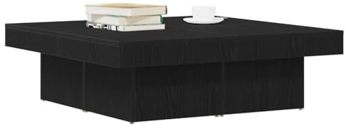 vidaXL Coffee Table Black Oak 90 x 90 x 28 cm Engineered Wood | Sleek matte finish looks great in any room, Made from solid oak to last ages, 90 cm square for all your needs