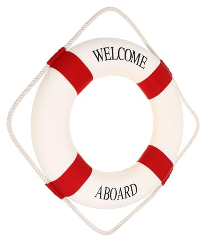 BAZEITFLOW Salvagente Decorativo Rosso in Schiuma e Cotone Decorazione da Parete Accogliente Festa e Spiaggia Benvenuto Nordico