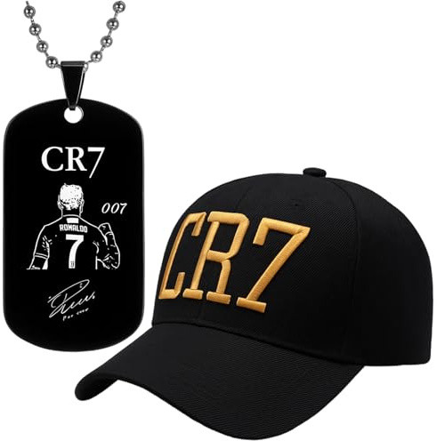 2-teiliges Set mit Basecap und Halskette, Fußball Fanartikel für Kinder und Männer, Verstellbare Basecap für Jungen, Sportlicher Schmuck für Fußballfans, Ideal für Freizeit und Outdoor-Aktivitäten