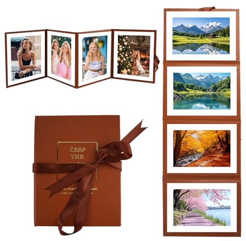 Leporello für Fotos 10x15 cm, 4 Seiten Leporello Blanko, Selbstklebend Fotoalbum zum Selbstgestalten Klein für Scrapbooks, Hochzeitsplanungsbücher, GäStebücher, Reisetagebücher, Tagebücher (Braun)