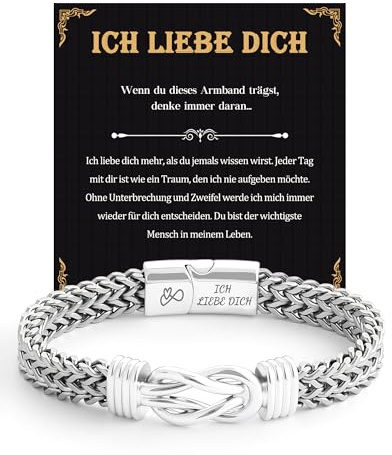 Kenqlot Ich Liebe Dich Geschenke für Männer, An Meinen Sohn Bruder Mann Armband Weihnachten Geburtstag Liebes Valentinstag Jahrestag Geschenk für Ihn Sohn Freund Ehemann Bruder Silber Edelstahl