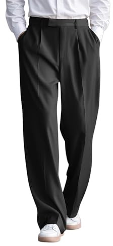 Générique Pantalon Large Homme,Pantalon DéContracté De Couleur Unie Confortable Et sans Pinces IdéAl pour Le Travail Et Le Quotidien
