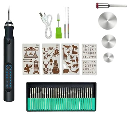 Electric Engraving Pen Tool Engraving Tool Kit USB Cordless Rechargeable Engraving Pen for DIY Creation, Crafts, Personalized Accessories and Gifts (Black)