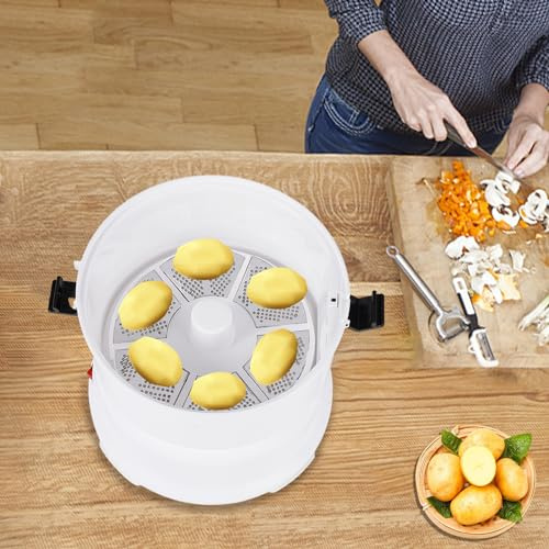 Automatic Potato Peeling Machine 110V 85W Commercial Electric Potato Peeler 2-In-1 2.2lb Capacity One-button Drive Automatic Spinner & Vegetable Drainer w/Safety Lock