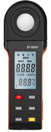 Belichtungsmesser, Digitales Lux-Messgerät 1–400.000 Lux, einseitig mit Telefon-App verbinden, bei 90 Grad oder 270 Grad, Messung der Beleuchtung, LCD-Display
