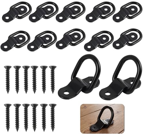 12 Pièces Anneaux D’Arrimage Robustes Avec 24 Vis, Œillet Noir En D Pour Remorque Et Sécurisation Du Chargement, Anneaux D’Arrimage Robustes, Fixation Pour Camions, Kayaks, Bateaux Et Garages