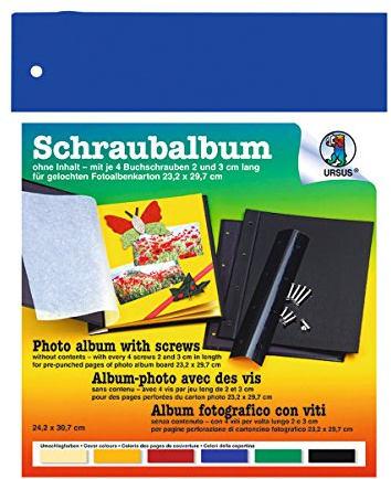 Ursus 25400034 - Schraubalbum, dunkelblau, ca. 24,2 x 30,7 cm, mit stabilem Cover und 4 Buchschrauben, einzeln eingeschweißt, zum Einbinden von gelochtem Fotoalbenkarton