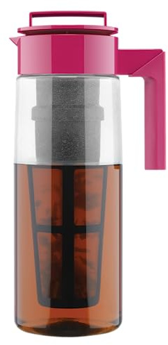 Takeya Iced Tea Maker with Patented Flash Chill Technology Made in USA, 2 Quart, Raspberry