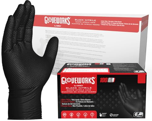 Ammex – gwbn – Nitril Handschuhe – Schutzhandschuhe, Nitrilkautschuk, – 100/BOX, Heavy Duty, Einweg, puderfrei, Industrie, 6 Mil, schwarz, XLarge (Case of 1000), schwarz, 1000