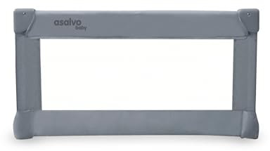 Asalvo Barrera de Cama Protección Anticaídas, Barandilla Plegable y Portátil, Fácil Montaje, Diseño Seguro y Compacto – Barrera de Seguridad 90CM Gris