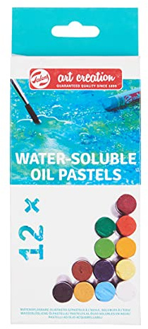 Talens Art Creation - Water-Soluble Oil Pastel Set - 12 Vibrant Colours - Blendable & Smooth - Ideal for Watercolor Effects