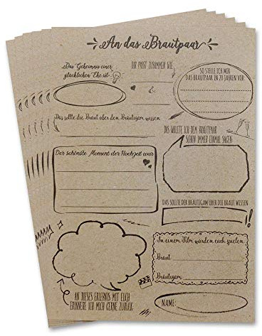 Feenstaub 30 Gästebuchkarten für die Hochzeit, vorgedruckte Fragen zum Ausfüllen & Einkleben in Album, Hochzeitswünsche für das Brautpaar, Hochzeitsspiele, Alternative Gästebuch, Sketch
