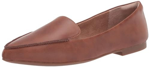 Amazon Essentials Women's Loafer Flat, Chestnut Brown Faux Leather, 6 UK
