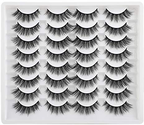 JIMIRE Lot de 16 paires de faux cils doux naturels 3D pour effet œil de chat