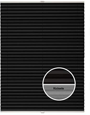 ondeco Plissee Thermo ohne Bohren mit Klemmträger,Sonnenschutz für Fenster innen, lichtschutz und Blickdicht, Faltrollo Sichtschutz für Tür, Jalousie Rollo leicht verdunkelnd Schwarz 50x130 cm