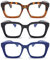 MMOWW 3-Pack Oversized Reading Glasses for Women - Anti Blue Light Glasses with Square Frame +2.0