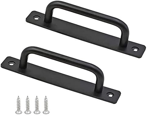 Tirador de Puerta de Granero, 2 Piezas Tirador de Puerta Corredera Negra, Manijas para Puertas Exterior, Manilla Puerta de Garaje con Tornillos, para Cocina Baño Cobertizo de Garaje Puerta de Jardín