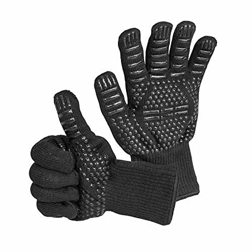FENNEK | Premium Grillhandschuhe | Hitzebeständig bis 500 Grad | Mit Unterarmschutz | Zum Grillen, Backen, Kochen, BBQ, Lagerfeuer | 1 Paar- Einheitsgröße