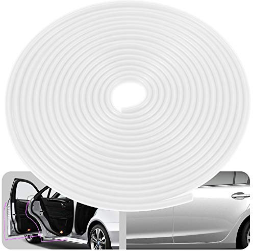Striscia protettiva per bordi delle portiere auto, rotolo da 5 m, guarnizione in gomma a forma di U, adatta per la maggior parte delle auto (Bianco, 16FT)
