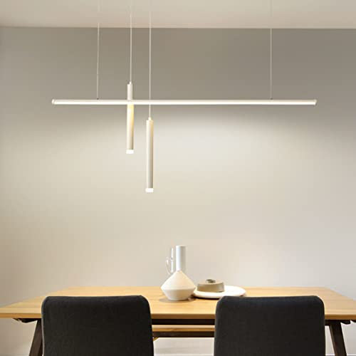 DDYY Esstischlampe Moderne LED Pendelleuchte Esszimmer Lampe Dimmbar mit Fernbedienung Kreativ Pendellampe Büro Hängeleuchte Café Bar Küche Hängelampe Wohnzimmer Leuchte 30W Kronleuchter (80CM, Weiß)