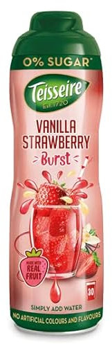 Teisseire Sirop de boisson fraise et vanille 0 % – 600 ml – sirop qui a un goût exactement comme le fruit