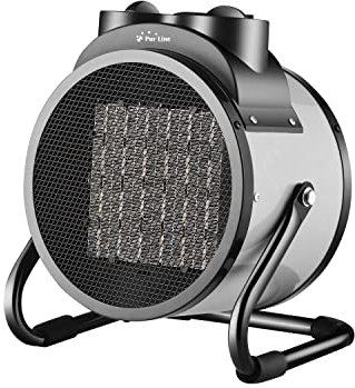 PUR LINE | Calefactor Industrial Cerámico 3000W Termostato Ajustable - Calefactor Industrial Suelo Tecnología Ultra Silenciosa y Bajo Consumo Diseño Retro en Gris