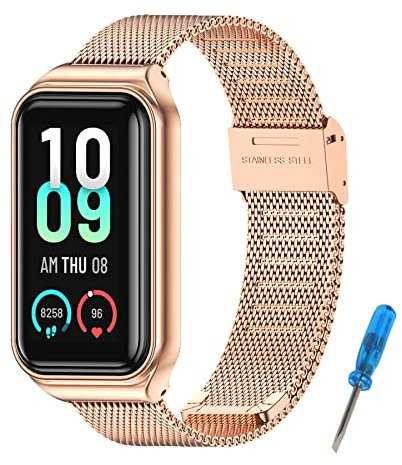 BDIG Ersatzbänder Kompatibel für Amazfit Band 7 Metallbänder, Amazfit Smart Band 7 Armband Edelstahl Verstellbares Strap Ersatzband Zubehör mit Amazfit Band 7