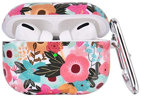 OLEBAND Airpods Pro 2 Hülle 2022 mit niedlichem Muster, harte, iPods Pro 2 Hülle für Frauen und Mädchen, runde rote Blume