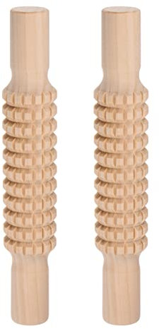 sourcing map 2pcs Wood Clay Roller 8 Inch Lattice Pattern Modeling Solid Wood Non-Stick Clay Hand Rollers Embossed Mini Wooden Rolling Pins for Crafts Baking Playdough Clay DIY