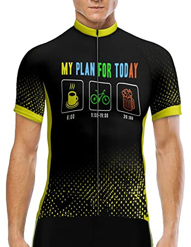 Herren Radtrikot Fahrradtrikot Kurzarm, Fahrradbekleidung Fahrrad Trikot T Shirt für Männer, Atmungsaktive Cycling Jerse Schnell Trocknen Radsport Bekleidung Geschenk für Oktoberfest Karneval Gelb XL