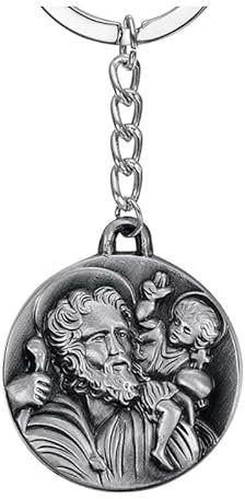 BOBIJOO Jewelry - Porte clé Saint-ChristopheProtecteur Automobilistes Soldats Voyageurs Métal Argenté