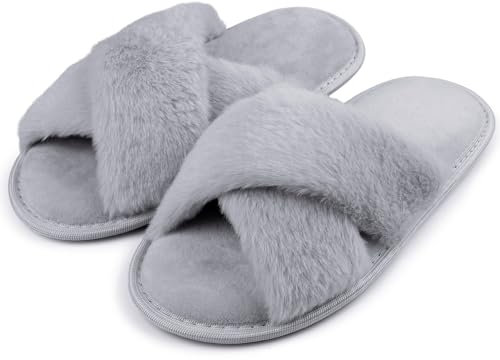 riemot Pantofole Donna in Memory Foam Ciabatte Invernali da Casa Calde leggere Comode Ciabatte Donna Antiscivolo Ciabatte Pelose Morbide Suola Scarpe Donna Invernali Indoor Outdoor,Grigio,36/37 EU