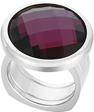 KnSam Verlobungsring Zart Edelstahl, Groß Trauringe Frauen mit Zirkonia Lila, Ring Silber Lila, Gr.60 (19.1)
