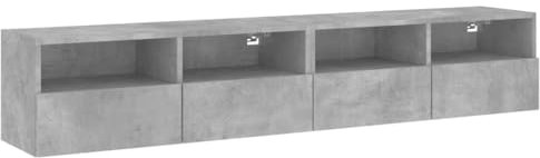 vidaXL Meubles TV Muraux 2 pcs, Armoires de Télévision Suspendues avec Compartiment, Meubles Télé Flottants, Moderne, Gris Béton Bois d'Ingénierie