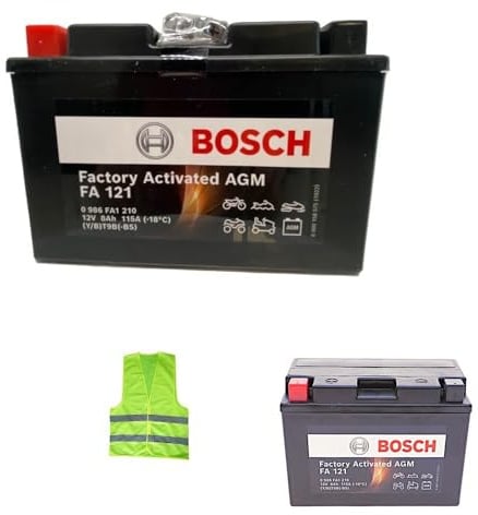 Compatible avec Yamaha MT03 660 année 2009 Batterie YT9B-BS AGM Bosch FA121 YT9B-4 CCA 115 FOURNIE CHARGÉE pour Utilisation 8 AH AMPÈRE 12 Volts 150X70X105 Batteries